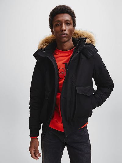 Calvin Klein Ruhák HU433234 | Calvin Klein Hooded Férfi Pehelykabát Fekete